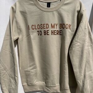 Gildan Cream Sweatshirt with Brown Text